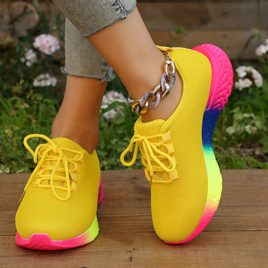Sneakers Donna in Rete Allacciate | Scarpe da Corsa Traspiranti con Suola Arcobaleno