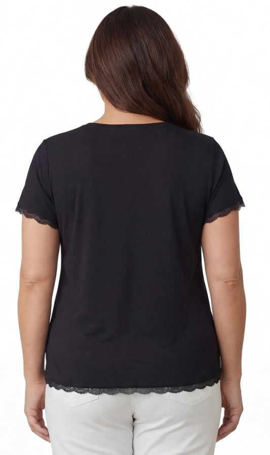 T-shirt da donna scollo a V a maniche corte con abbottonatura a tre bottoni