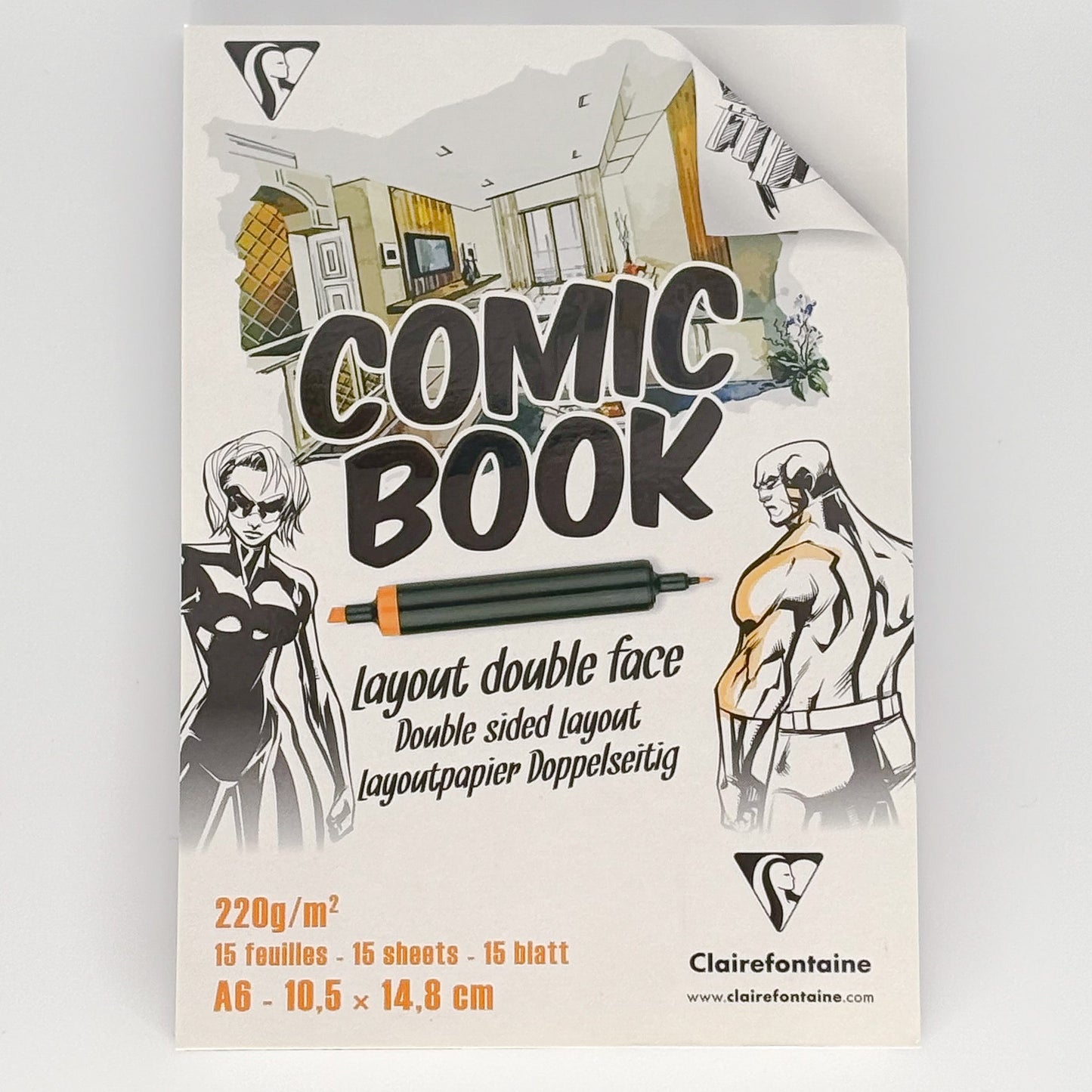Clairfontaine - Carta per fumetti, 220g, A6, 15 fogli
