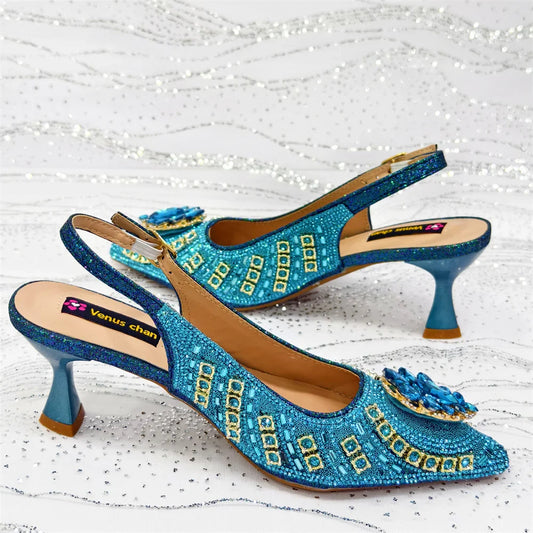 Scarpe da sposa italiane con design a farfalla e set borsa EDS59