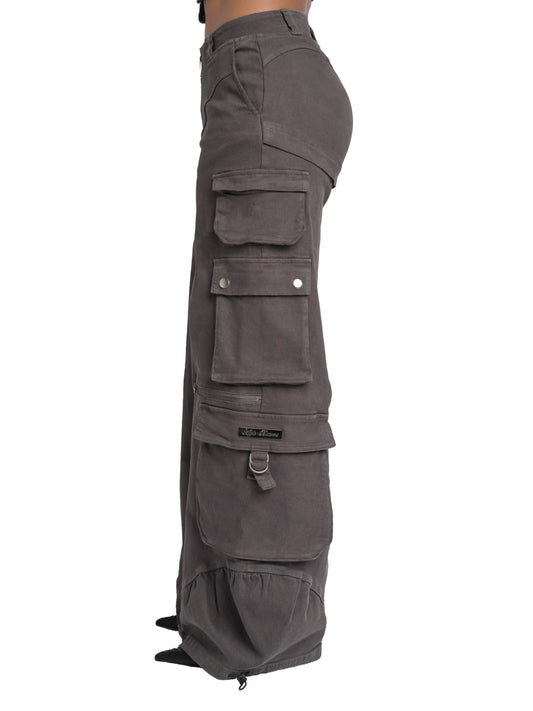 Pantalone cargo in twill a vita bassa
