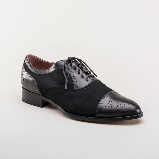 Scarpe stringate Dandy Vintage con puntale (Nero)