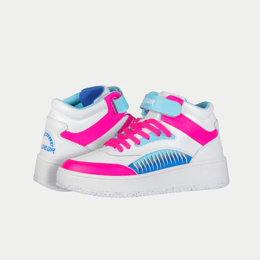 LA Gear Kids Flame Hightop | Bianco x Rosa x Blu