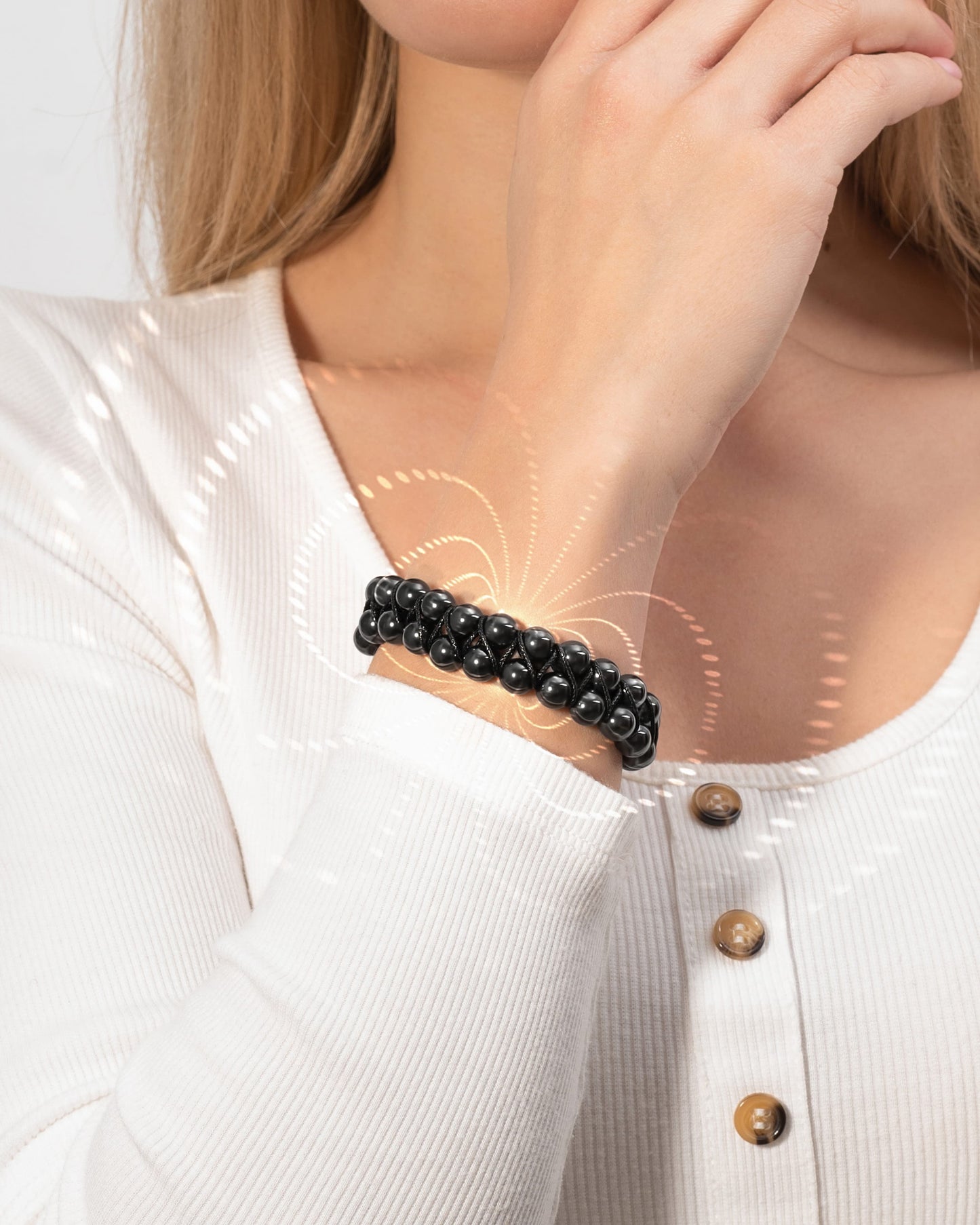 Bracciale doppio giro in ematite magnetica ad alta potenza
