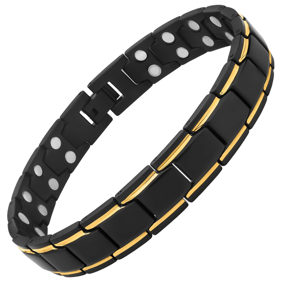 Braccialetto Magnetico Terapia Ultra Resistente Nero e Oro