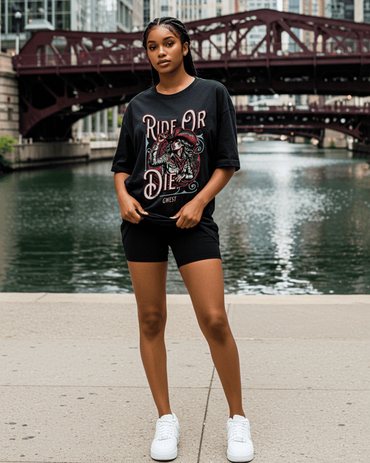 T-shirt oversize da donna G West Ride Or Die