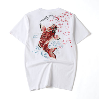 T-shirt ricamata carpa koi rossa KH628