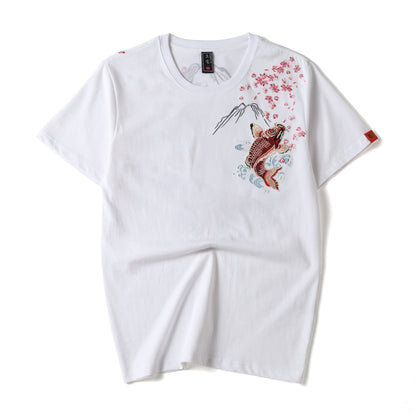 T-shirt ricamata carpa koi rossa KH628