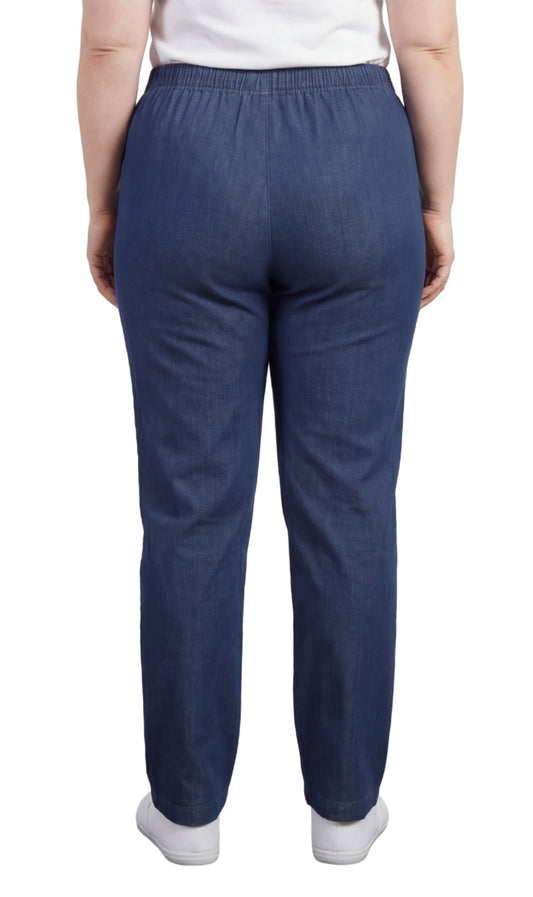Jeans in Denim da Donna Leggeri, Pull-On con Vita Elasticizzata – Jeans Elasticizzati dalla Vestibilità Comoda per un Abbigliamento Casual Quotidiano