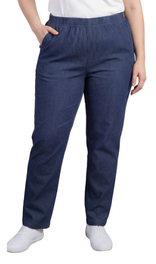 Jeans in Denim da Donna Leggeri, Pull-On con Vita Elasticizzata – Jeans Elasticizzati dalla Vestibilità Comoda per un Abbigliamento Casual Quotidiano