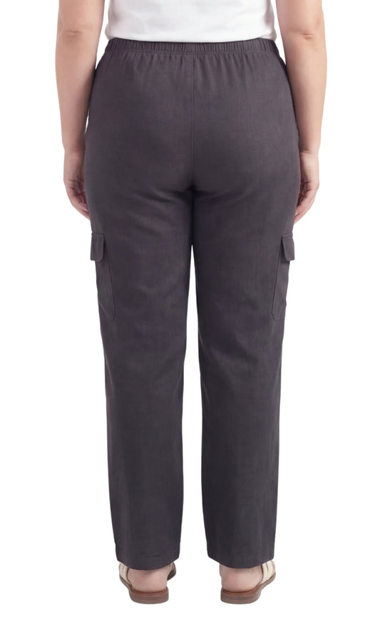 Pantaloni cargo casual da donna in denim elasticizzato leggero con elastico in vita
