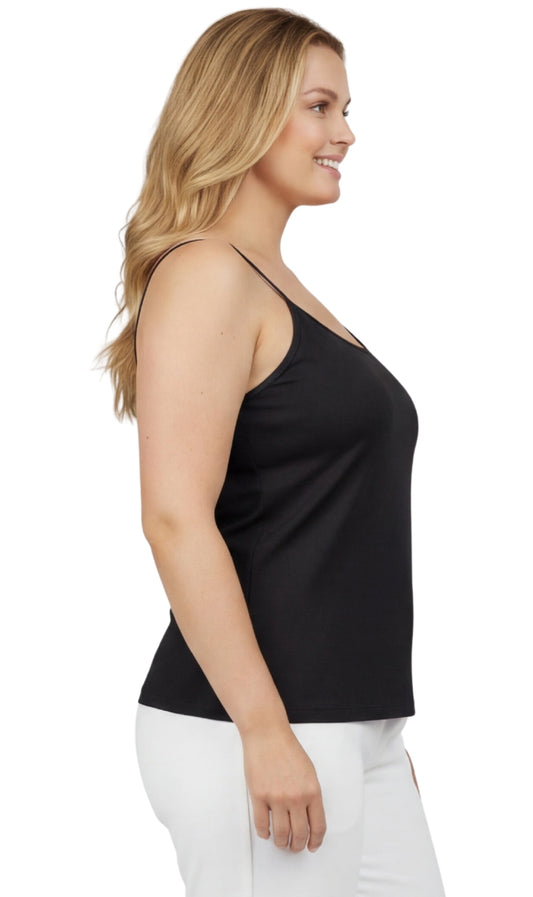 Canottiera essenziale da donna con spalline regolabili in morbido misto cotone con reggiseno incorporato