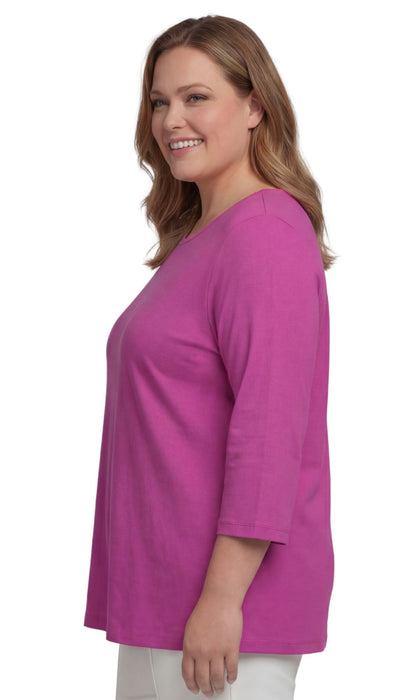 Women's Ribbed 3/4 Sleeve Crew Neck Cotton Top