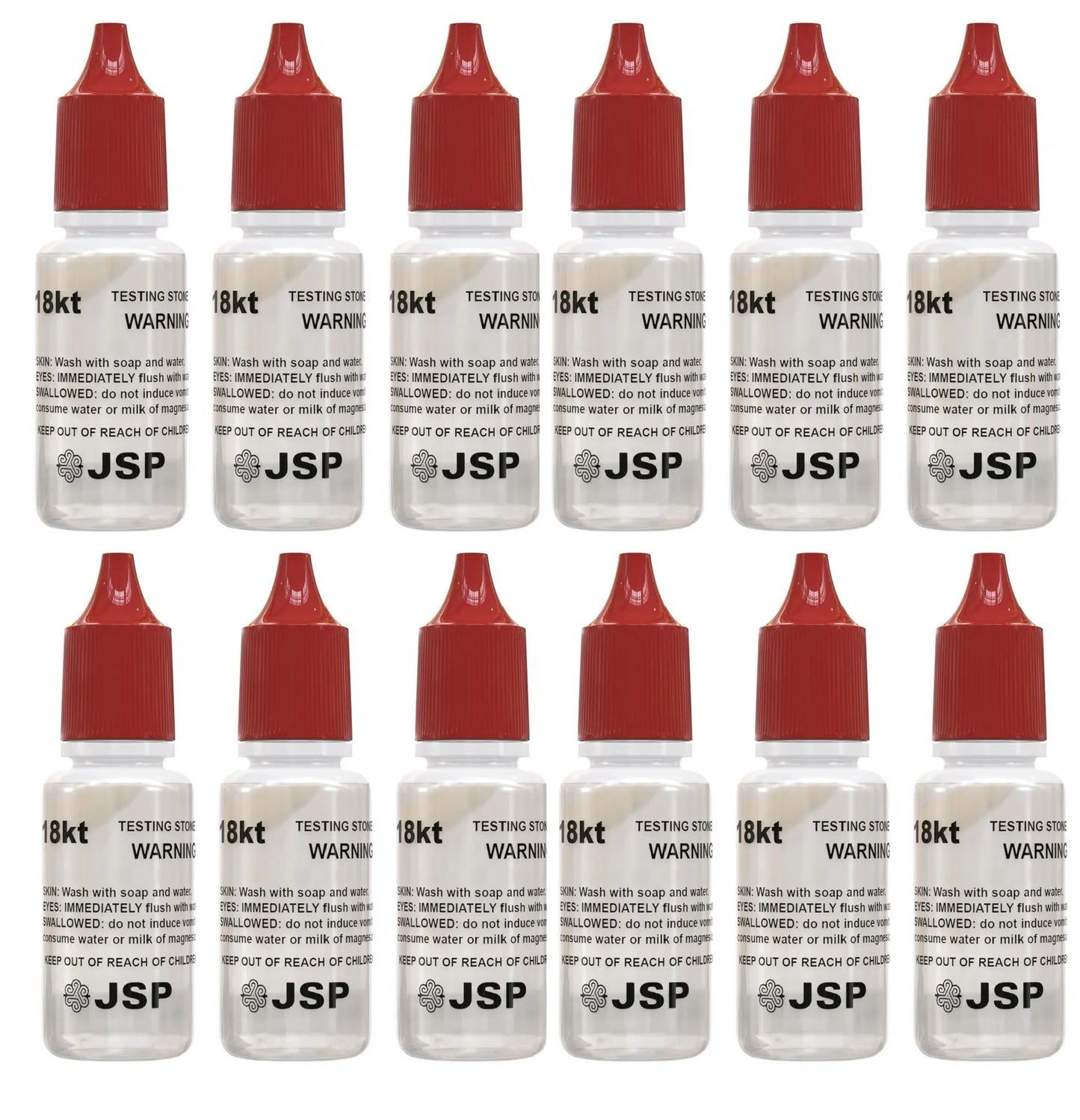 36 flaconi di acido per test metalli d'oro JSP 14K e 36 flaconi di acido per test metalli d'oro JSP 18K Soluzione di prova carati Kit tester gioielli per metalli