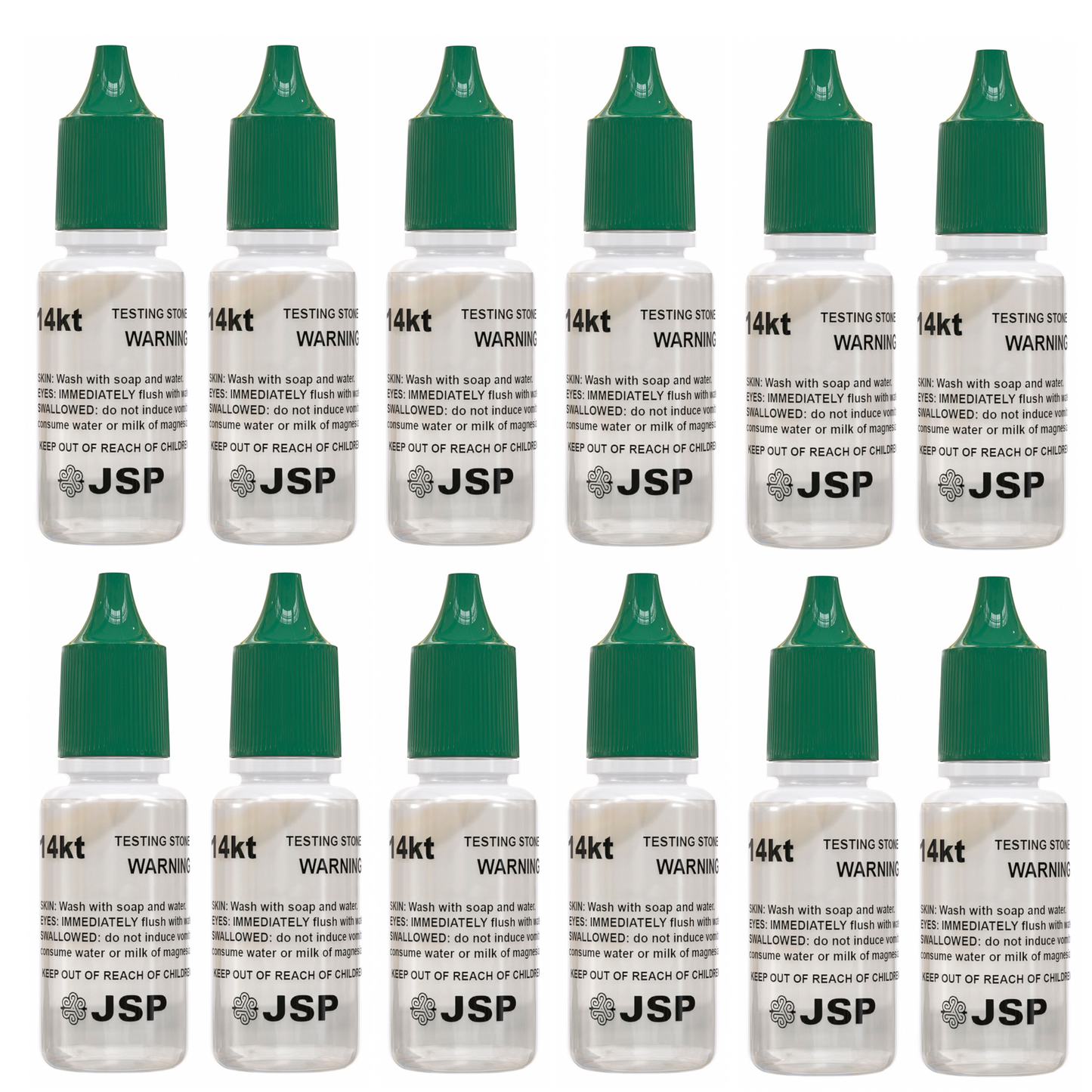 36 flaconi di acido per test metalli d'oro JSP 14K e 36 flaconi di acido per test metalli d'oro JSP 18K Soluzione di prova carati Kit tester gioielli per metalli