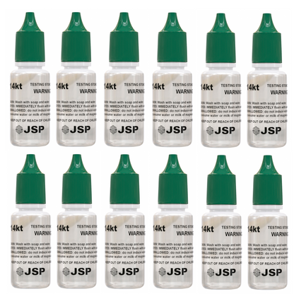 36 flaconi di acido per test metalli d'oro JSP 14K e 36 flaconi di acido per test metalli d'oro JSP 18K Soluzione di prova carati Kit tester gioielli per metalli