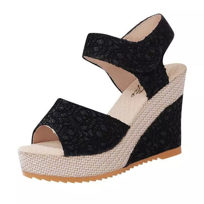 Women's Cutout Platform Sandals | Waterproof Open-Toe Cowhide Heels