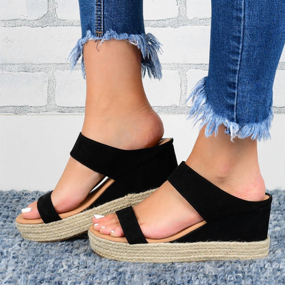 Women's Cutout Wedge Sandals | Hollow Platform Heels PU Upper