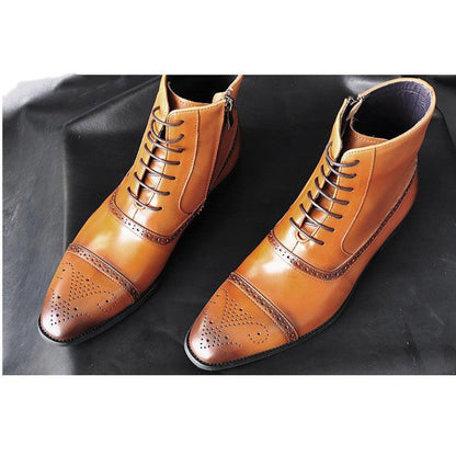 Men's Plush Lined Winter Boots | Big Size Vintage Lace-Up Safety Boots