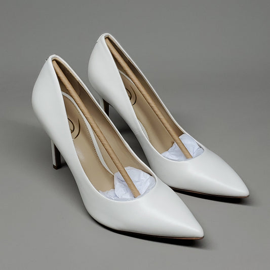 SAM EDELMAN Scarpe in Pelle con Tacco Alto Hazel da Donna Tg 7 Bianco Brillante E5638LC102 (Nuove)