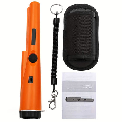 Metal Detector Pinpointer a 360° con LED, Vibrazione e Fondina (Arancione)