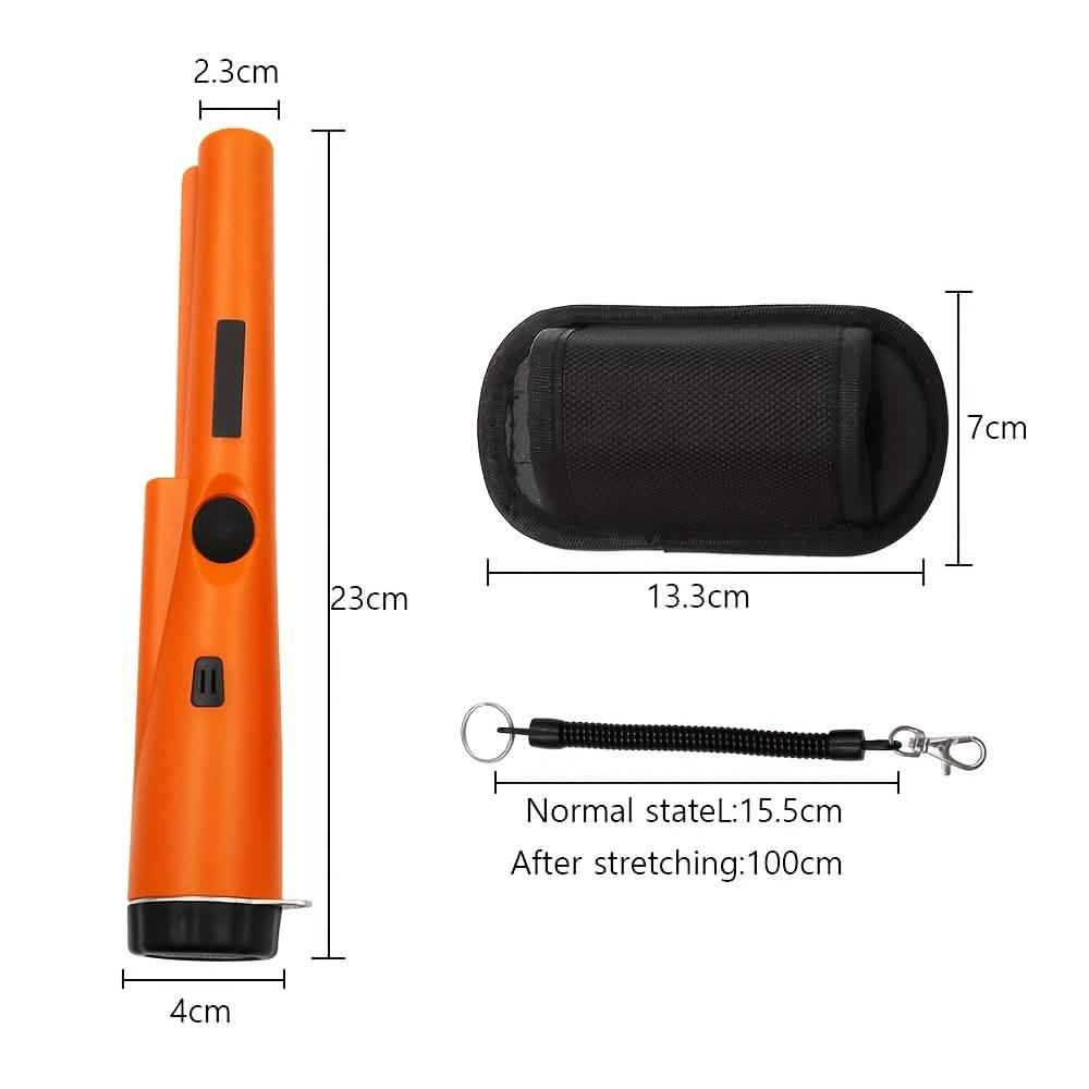 Metal Detector Pinpointer a 360° con LED, Vibrazione e Fondina (Arancione)