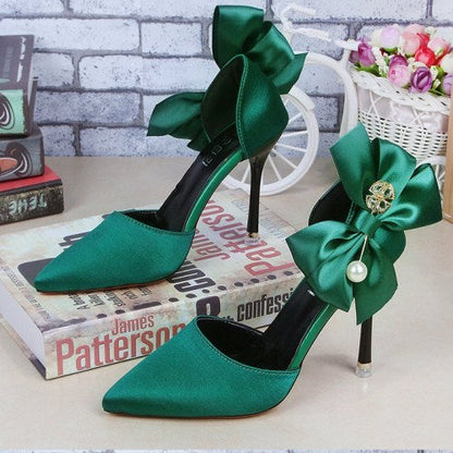 Women's Pointed Toe Bow Heels | Slip-On Stiletto Pumps