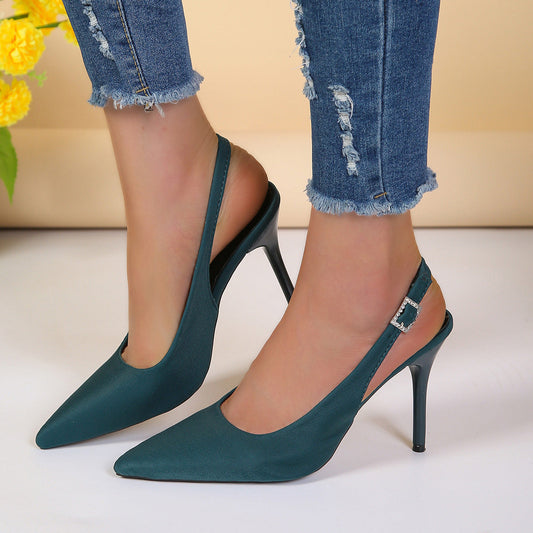 Sandali da donna a punta con fibbia e tacco a spillo | Tomaia in PU e tacco alto open-toe