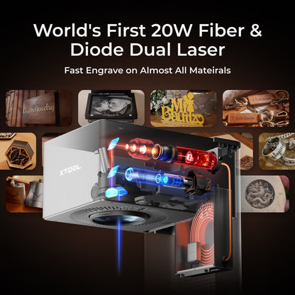 Incisore laser doppio a fibra e a diodo xTool F1 Ultra da 20W