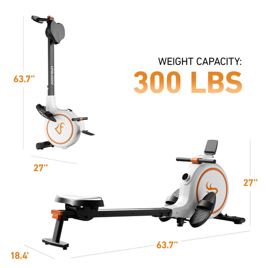 Vogatore intelligente DeerRun RW600 con resistenza magnetica regolabile a 32 livelli, binario scorrevole lungo e app PitPat