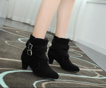 Women's Suede Platform Ankle Boots | Warm Zipper Martin Heels