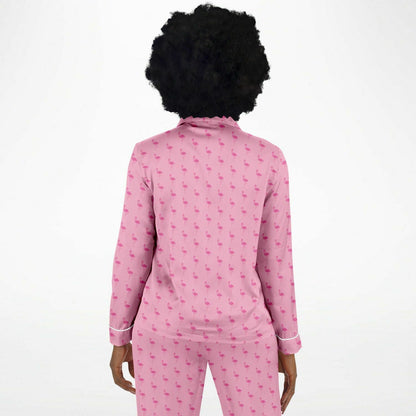 Simple Pink Flamingo Satin Pajamas