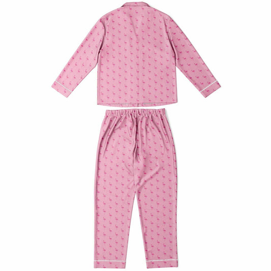 Simple Pink Flamingo Satin Pajamas