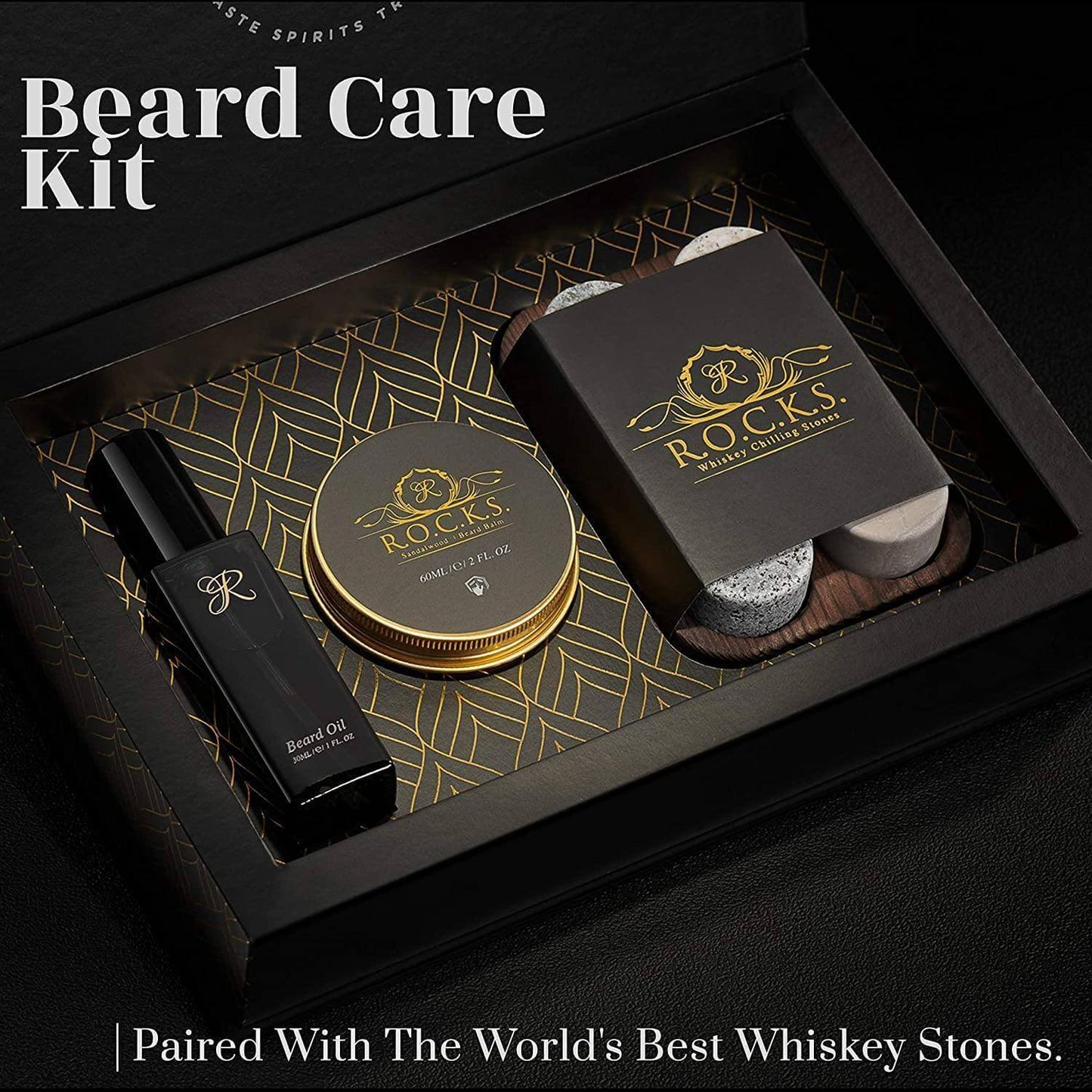 L'essentiel pour Monsieur - Coffret Cadeau Pierres à Whisky et Trousse de Toilette