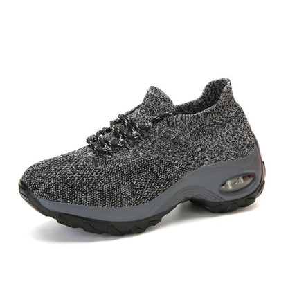 Women's Knit Platform Sneakers | Waterproof Round-Toe Flying Weave Shoes