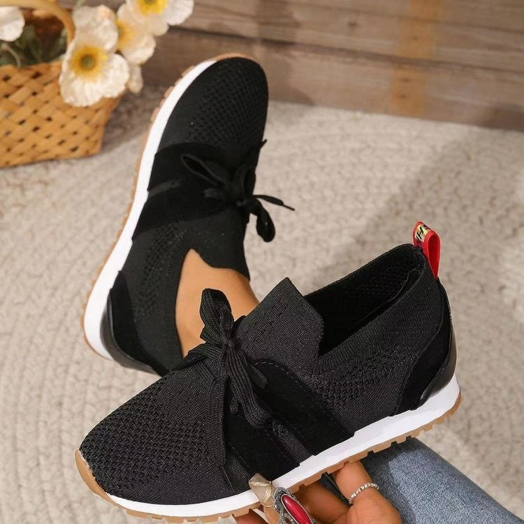 Women's Lace-Up Mesh Flats | Breathable Casual Walking Wedge Shoes