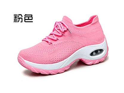 Sneakers platform in maglia da donna | Scarpe in tessuto volante impermeabili a punta tonda