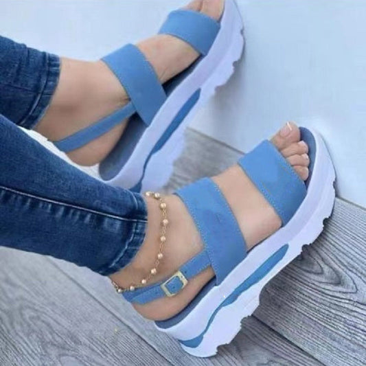 Sandali con plateau cut-out da donna | Tacchi a plateau con fibbia e punta aperta