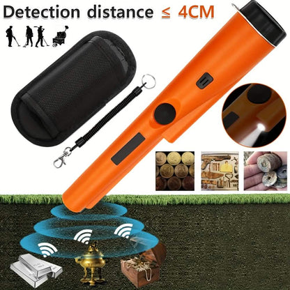 Metal Detector Pinpointer a 360° con LED, Vibrazione e Fondina (Arancione)