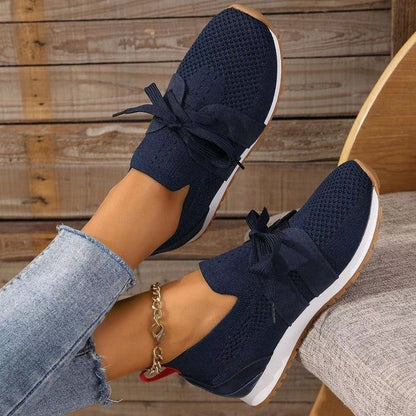 Women's Lace-Up Mesh Flats | Breathable Casual Walking Wedge Shoes