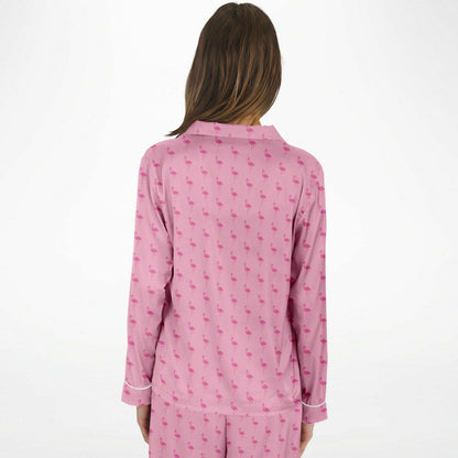 Simple Pink Flamingo Satin Pajamas