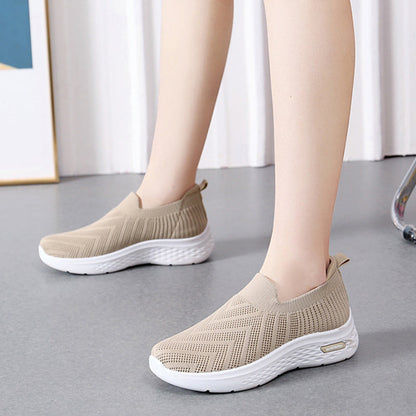 Women's Mesh Slip-On Sneakers | Breathable Lightweight Flat Walking Shoes
