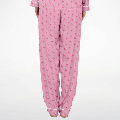 Simple Pink Flamingo Satin Pajamas