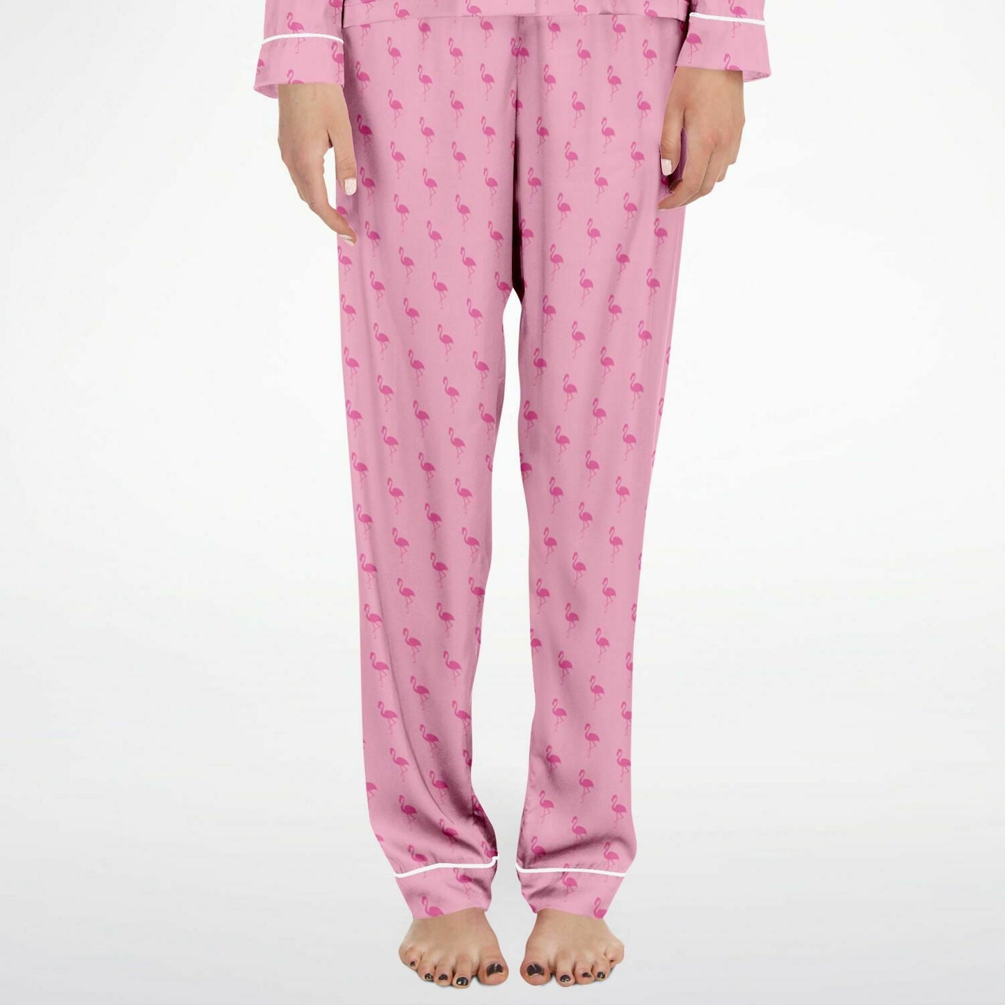 Simple Pink Flamingo Satin Pajamas