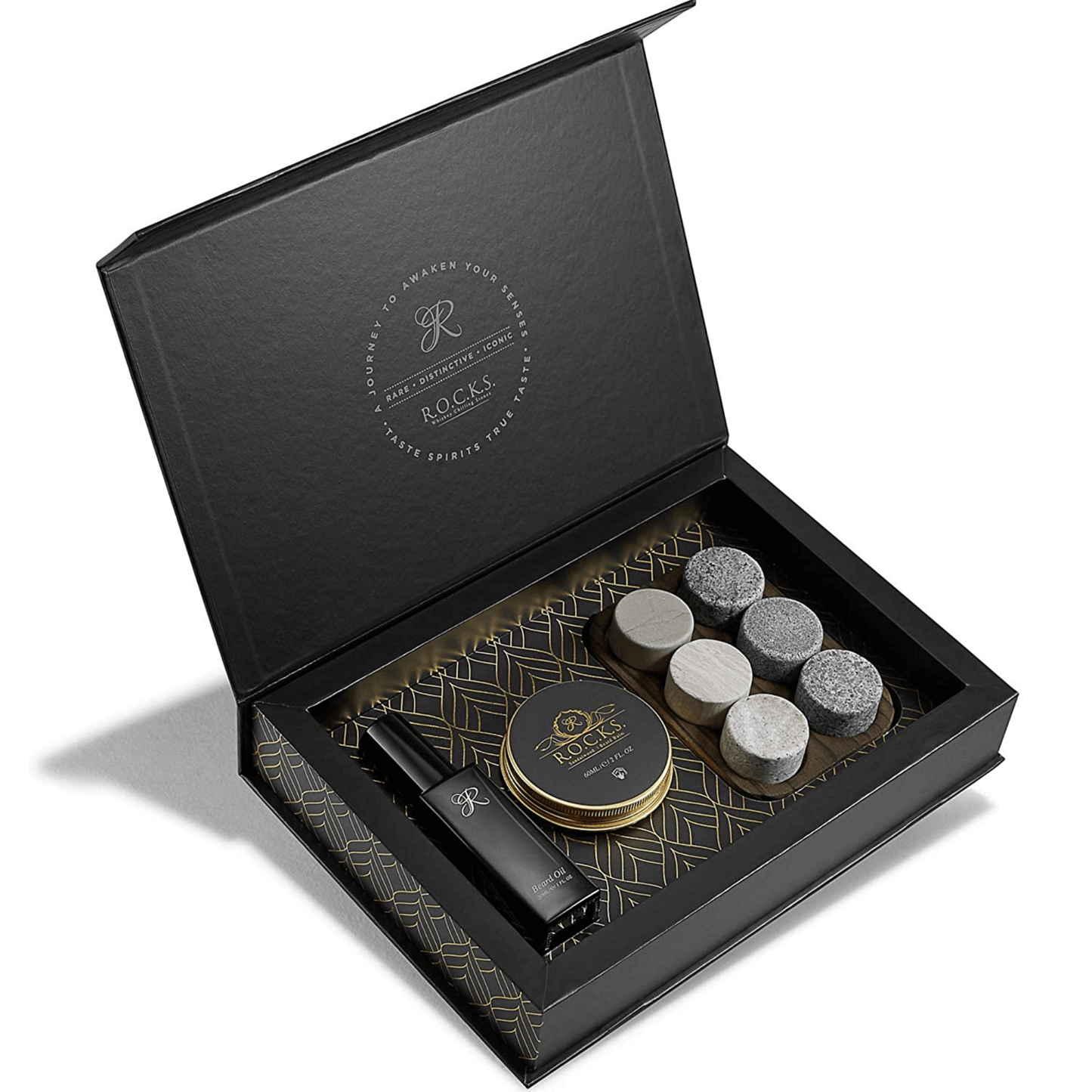 L'essentiel pour Monsieur - Coffret Cadeau Pierres à Whisky et Trousse de Toilette