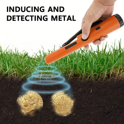 Metal Detector Pinpointer a 360° con LED, Vibrazione e Fondina (Arancione)
