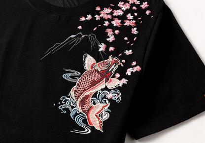 T-shirt ricamata carpa koi rossa KH628