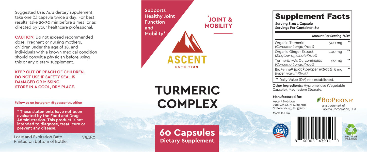 Complesso di Curcuma Biologica, 60 Capsule, 500 mg