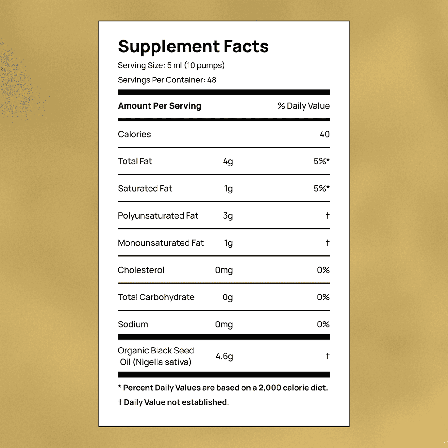 Olio di semi neri biologico spremuto a freddo ad alta potenza con 3% di timochinone