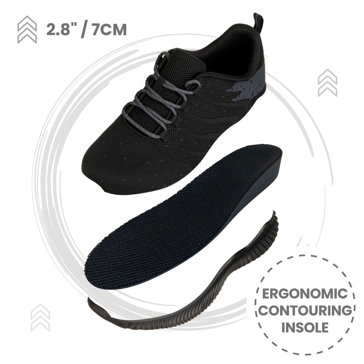 CALTO - Q216 - 7 cm de plus (Noir/Gris) - Ultra léger